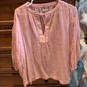 Madewell pink peasant blouse